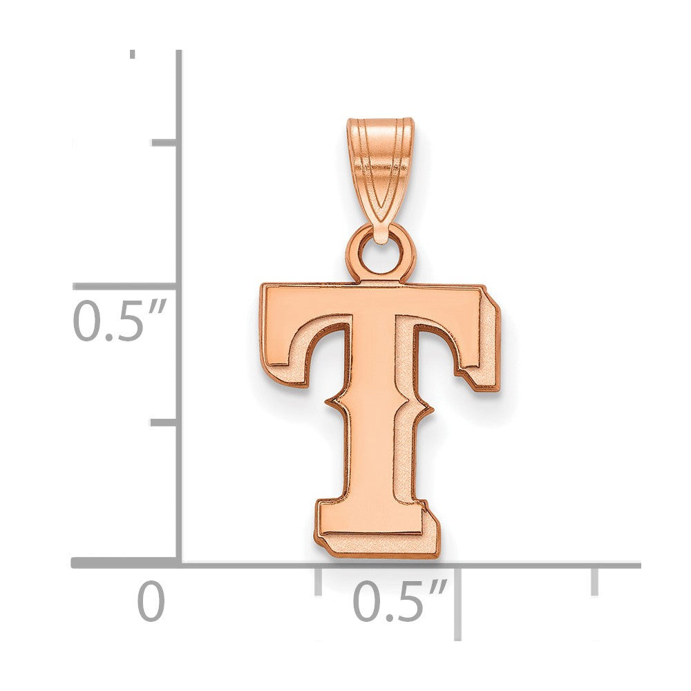 Sterling Silver Rose Gold-plated MLB LogoArt Texas Rangers Small Pendant