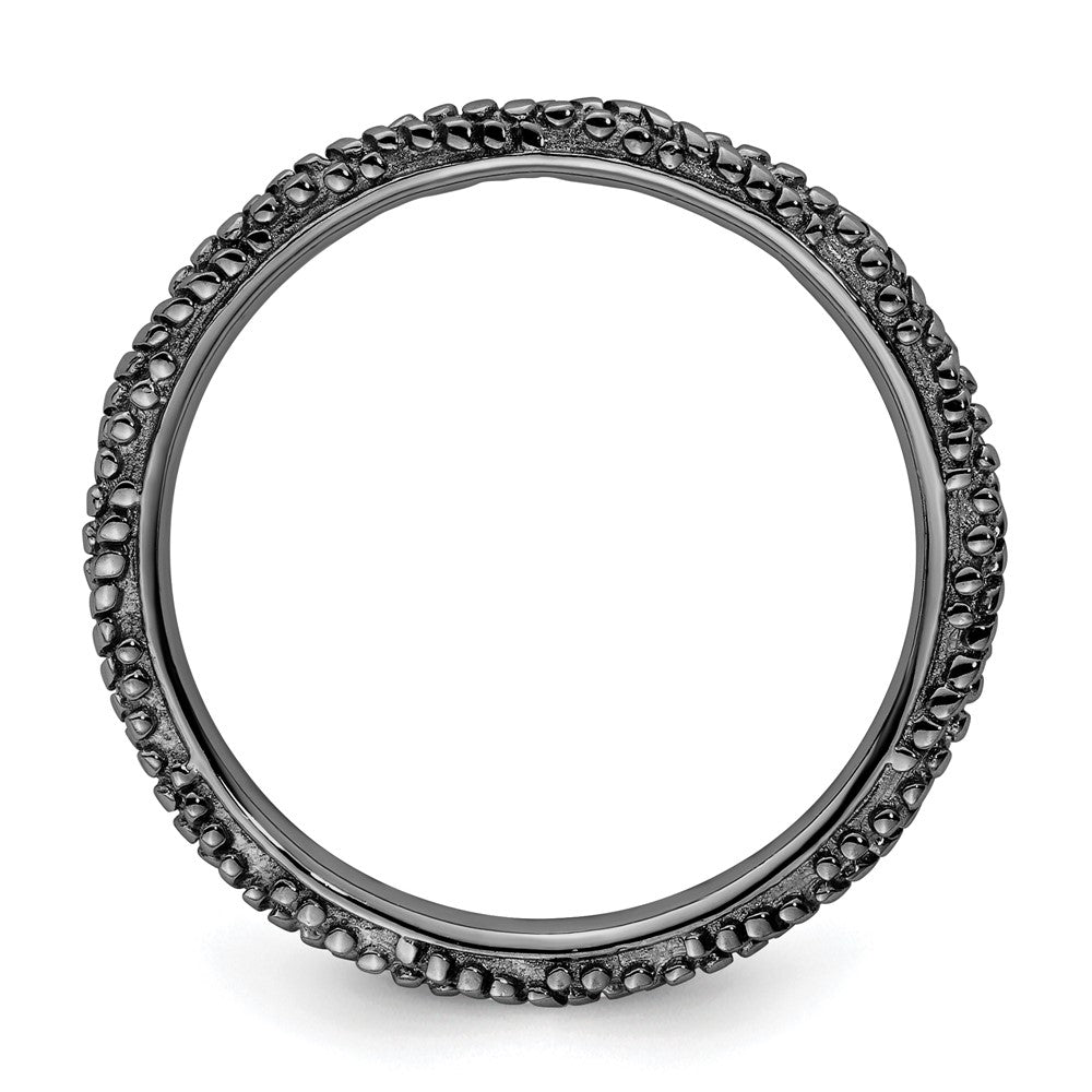 Sterling Silver Stackable Expressions Polished Ruthenium Plated Ring Size -8
