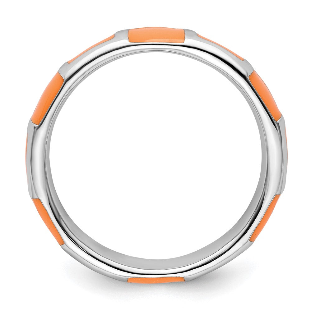 Sterling Silver Stackable Expressions Polished Orange Enameled Ring Size -6