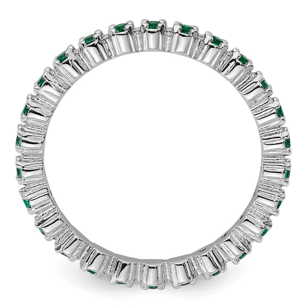 Sterling Silver Stackable Expressions Created Emerald Ring Size -7