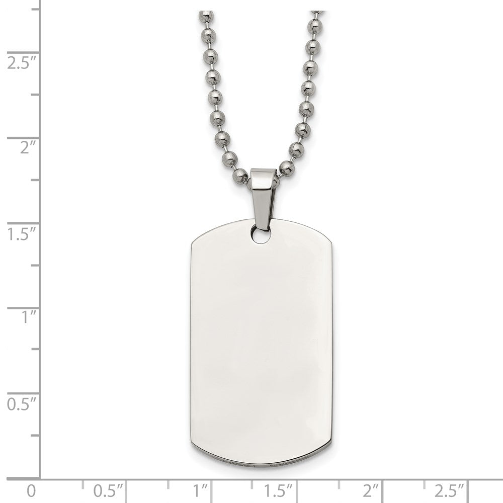 Stainless Steel Brushed & Polished Round Edge 2mm Dog Tag 24in Necklace