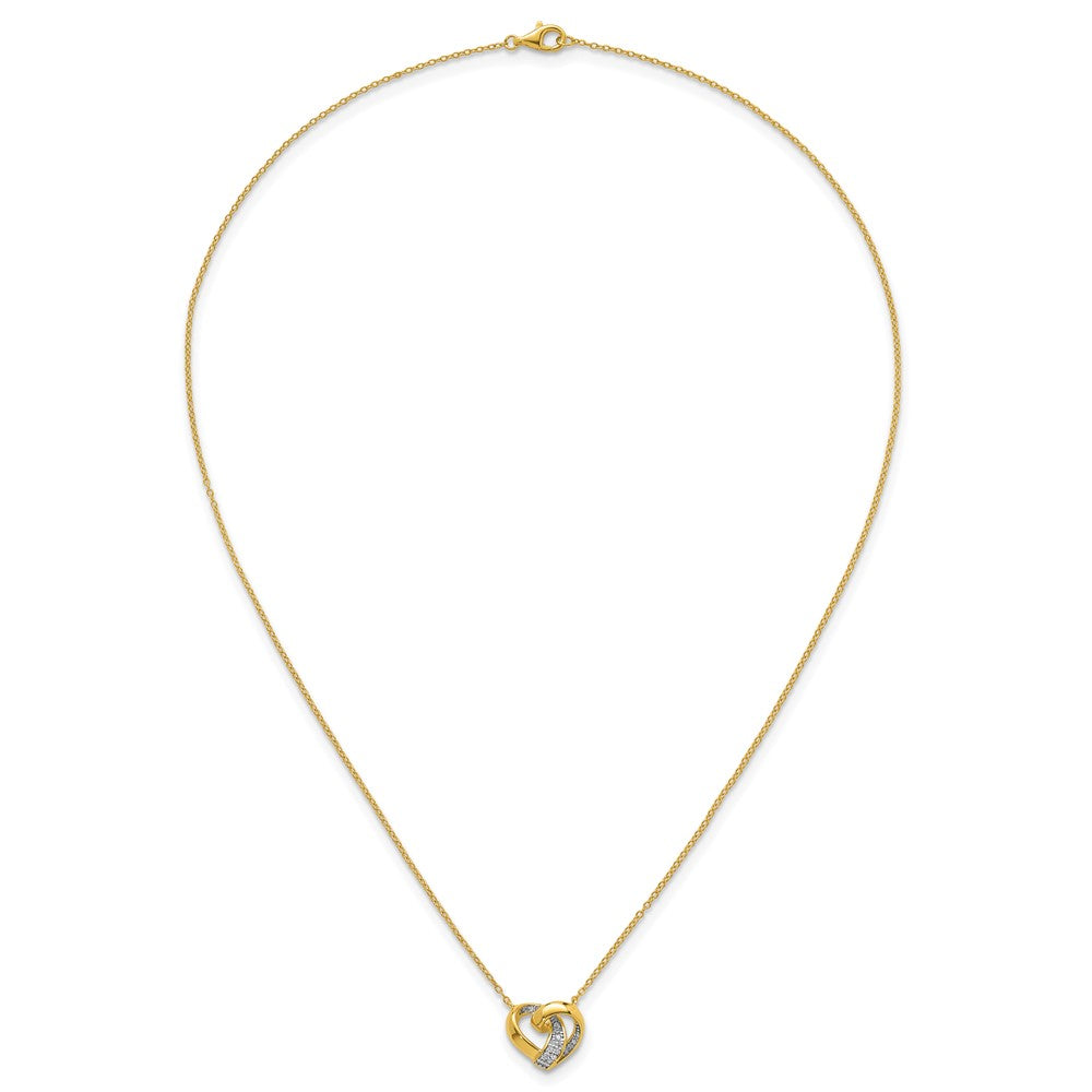 Sterling Silver Gold-tone Polished CZ Love Knot Heart 18 inch Necklace 18 Inches