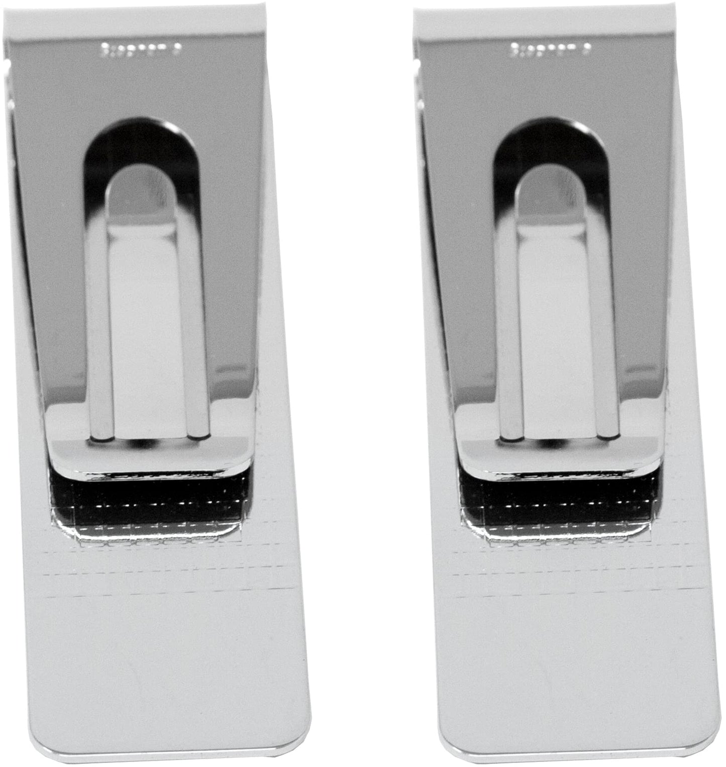Set of 2 Chrome-Plated Slim Stainless Steel Money Clips in Silver (Pebble Grain)