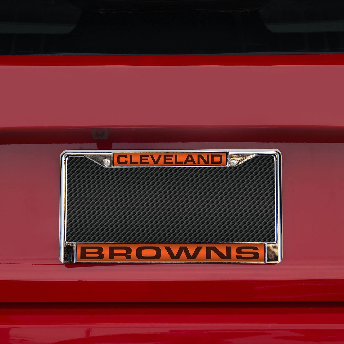 NFL Cleveland Browns Orange Laser Chrome Acrylic License Plate Frame QGC7077