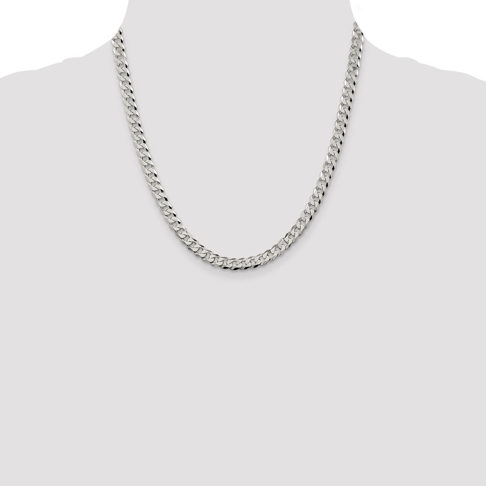 Sterling Silver 6mm Beveled Curb Chain 20 Inches