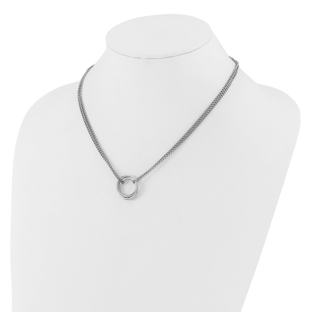 Sterling Silver RH-plt Multi-Strand Circles w/ 2in ext. Necklace