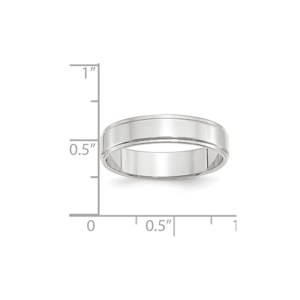 10k White Gold 5mm Flat with Step Edge Wedding Band Size 8.5