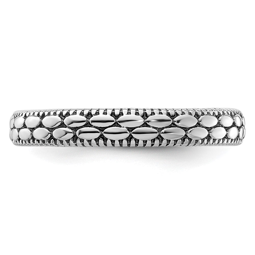Sterling Silver Stackable Expressions Antiqued Patterned Ring Size -6