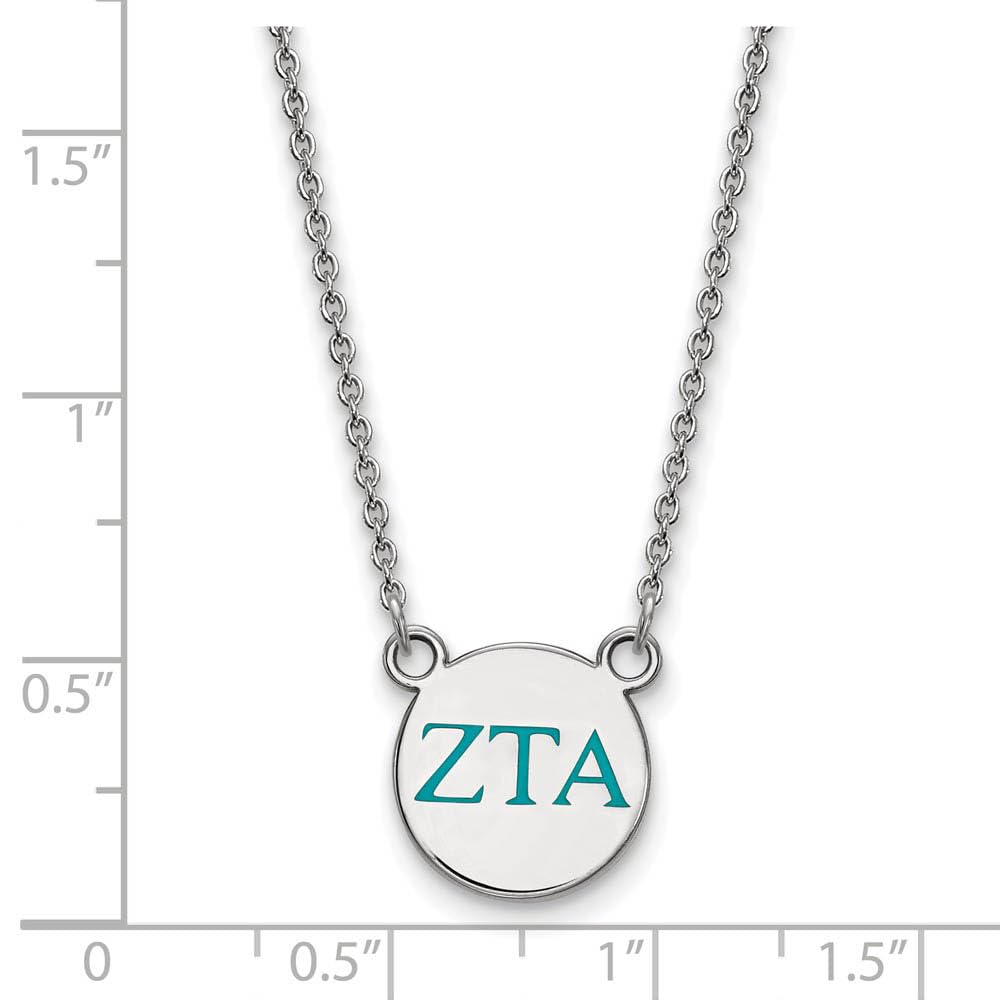Sterling Silver 18in Official Licensed Greek Sororities Zeta Tau Alpha (ZTA) XS Enamel Pendant w/Necklace