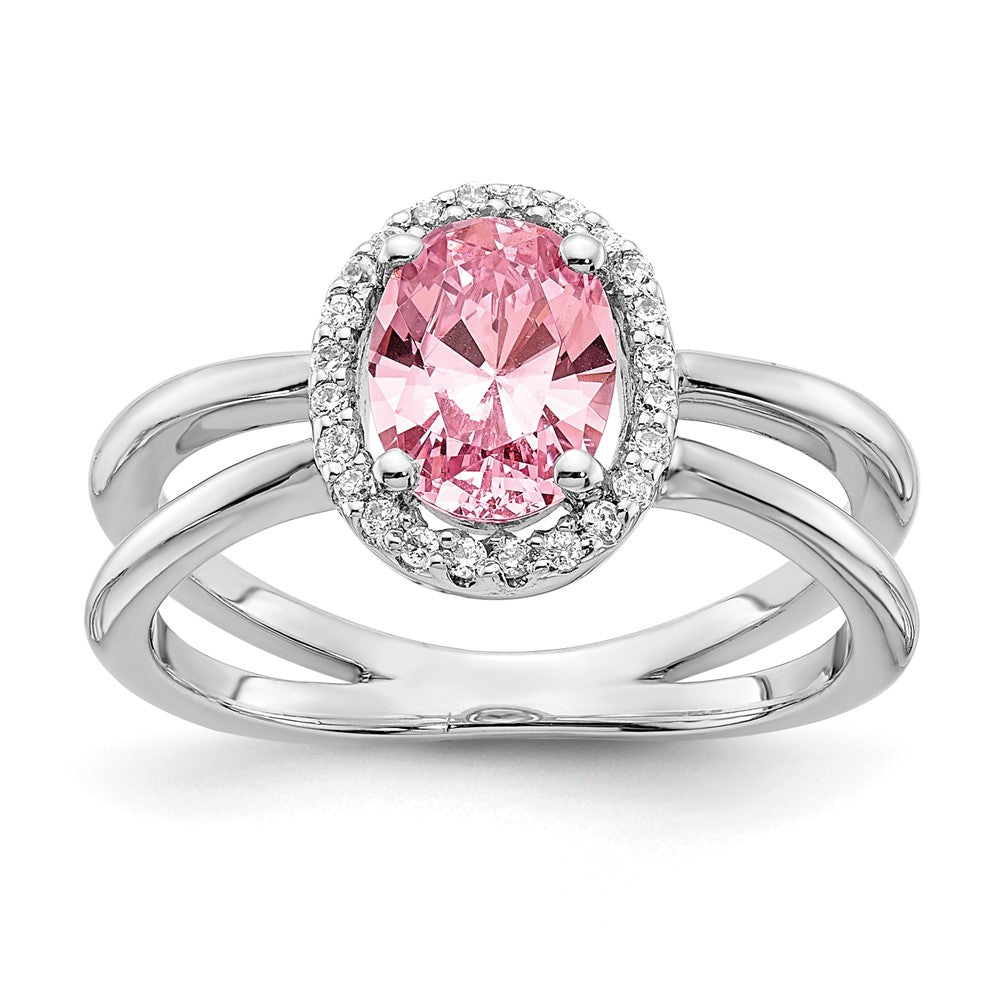 Sterling Silver Pink CZ/CZ