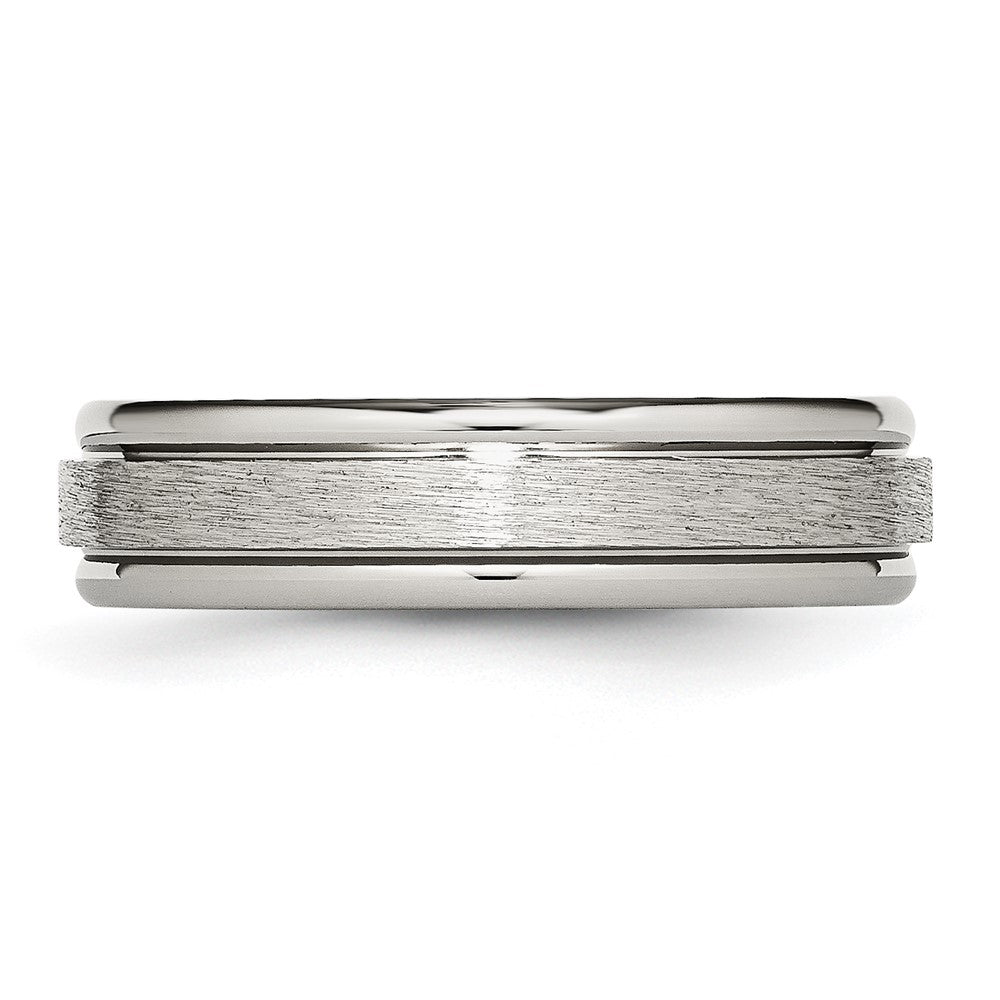 Titanium Brushed and Polished 6mm Grooved Edge Band Size - 14