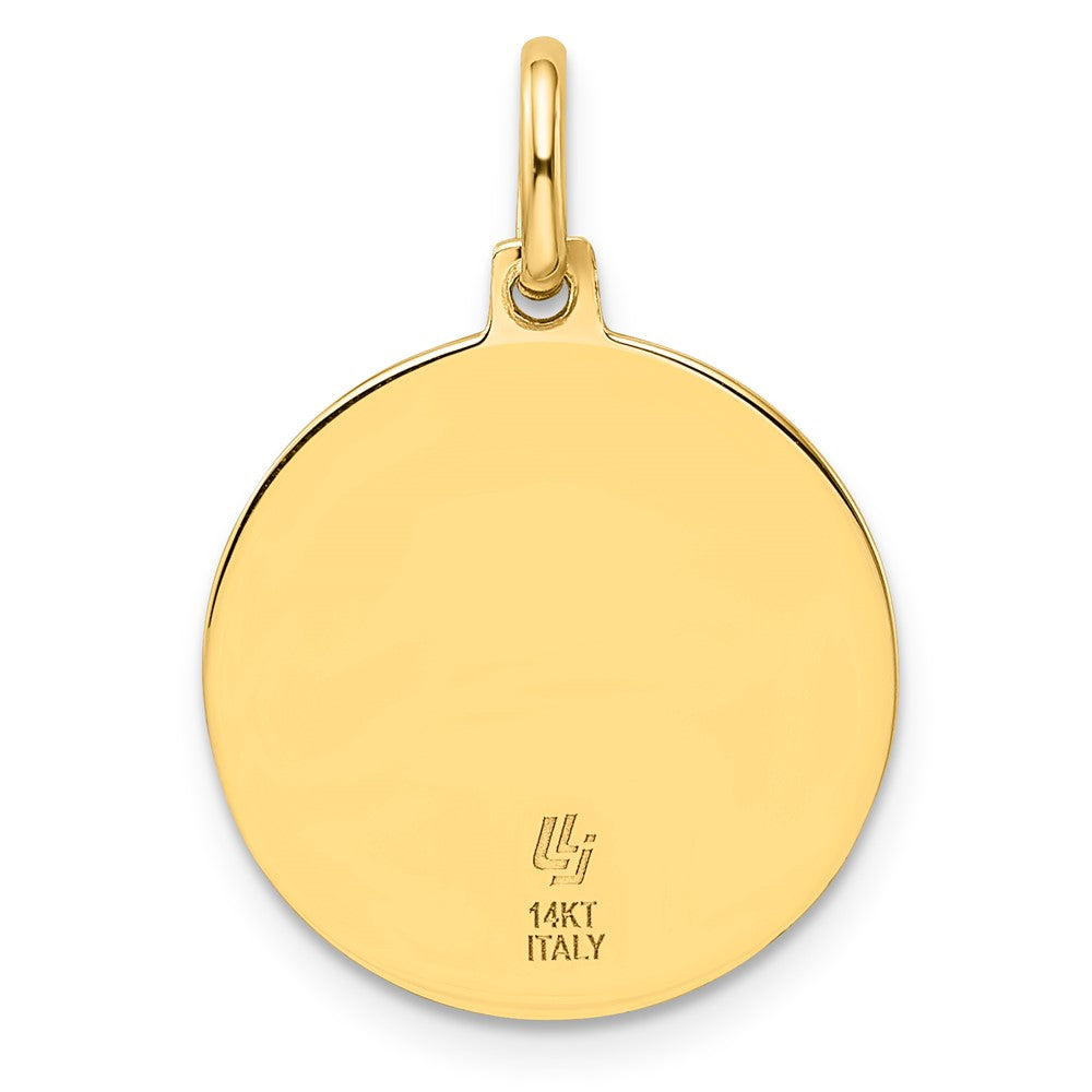 14k Polished and Satin Round St. Christopher Pendant