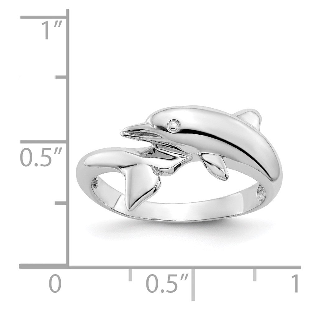 14k White Gold Dolphin Ring Size 6.75