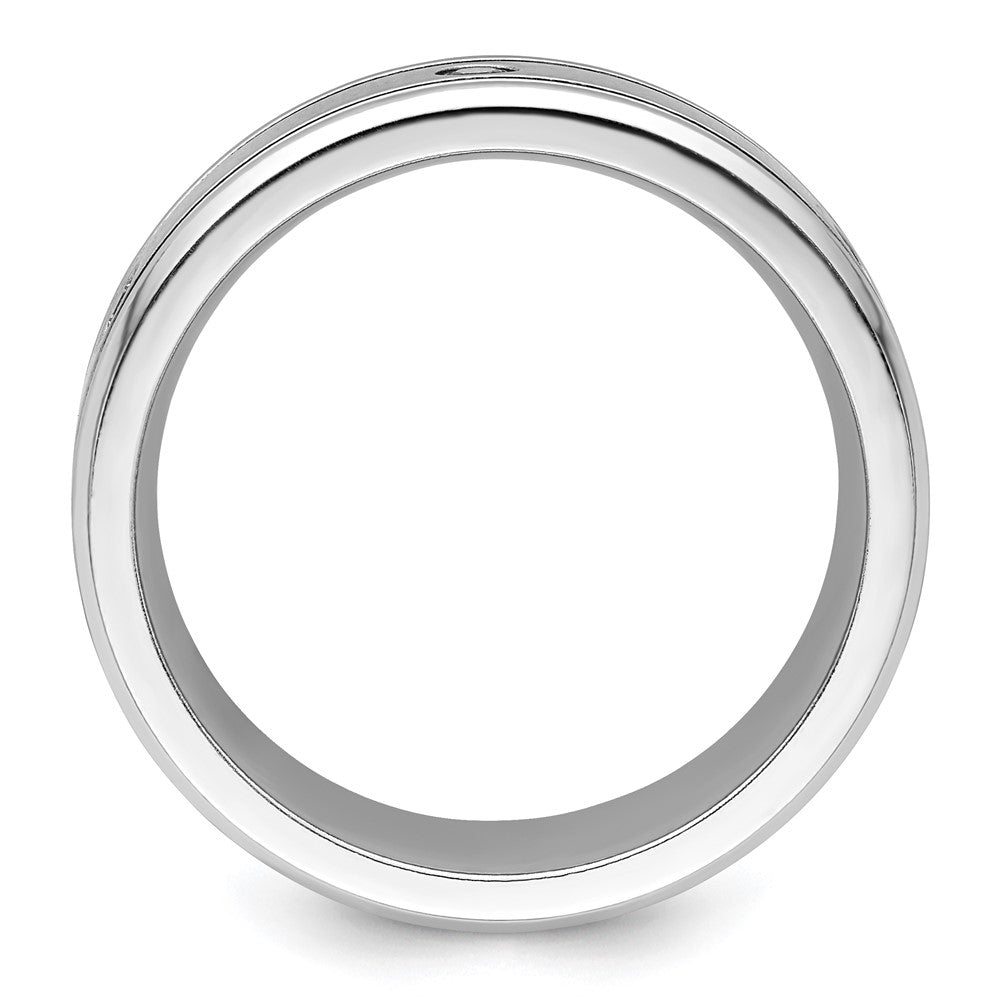 Cobalt Brushed and Polished with CZ  Beveled 8mm Band Size - 7.5