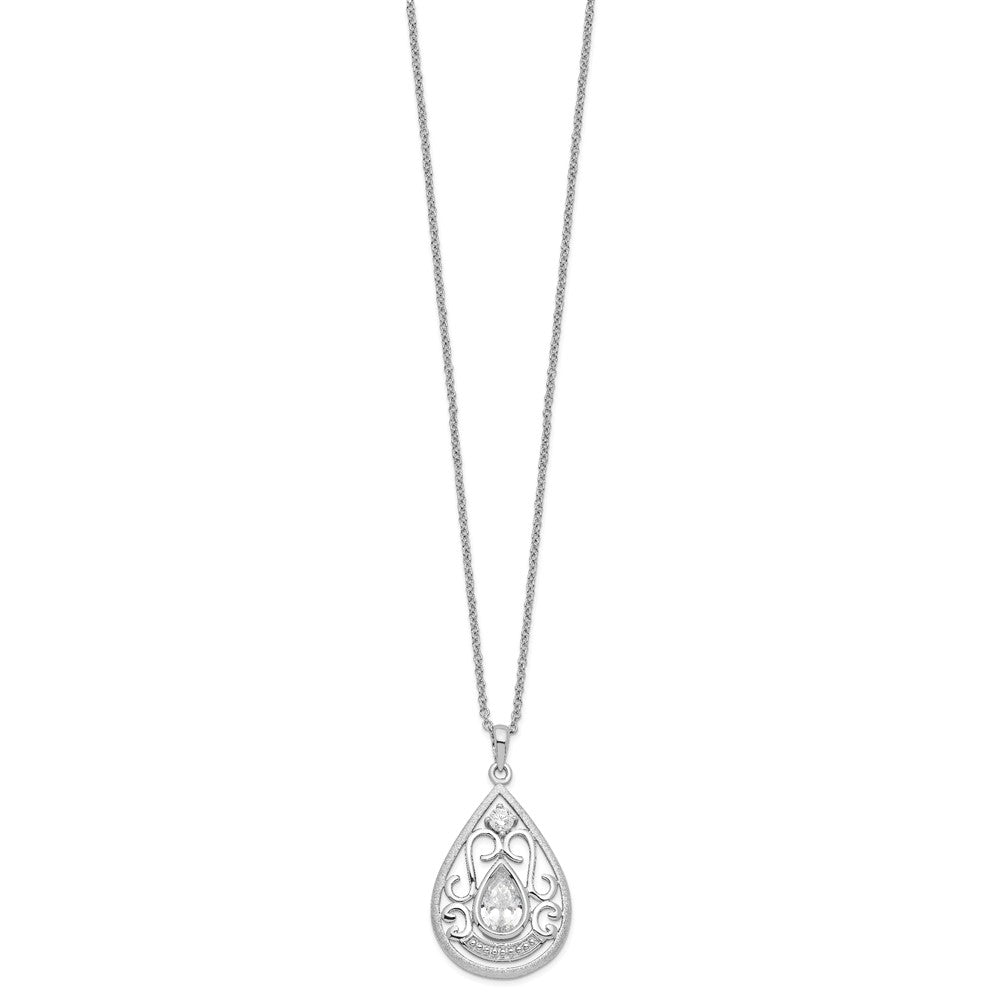 Sentimental Expressions Sterling Silver Rhodium-plated CZ In Loving Memory 18in Necklace 18 Inches