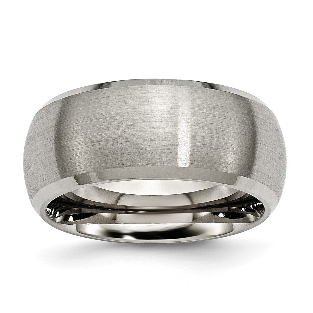 Titanium Satin and Polished 10mm Beveled Edge Band Size - 11.5