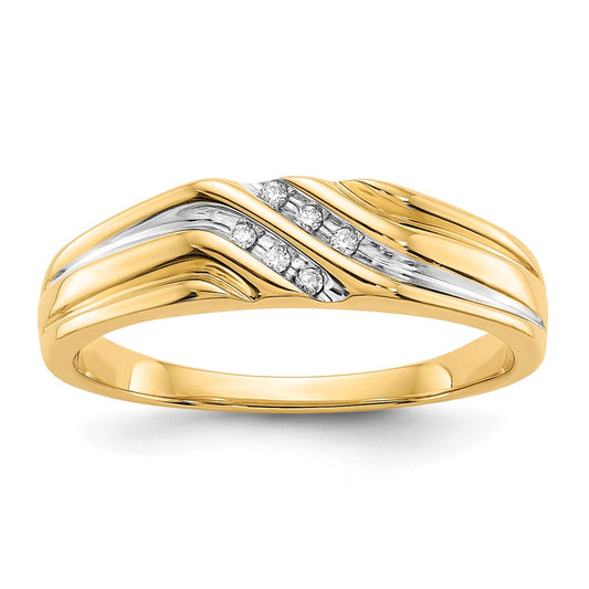 10K w/Rhodium Diamond Mens Ring