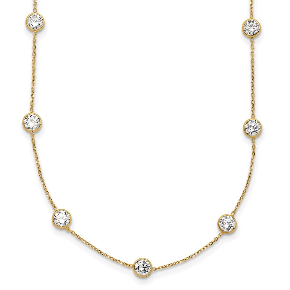 10K Polished CZ 9 Station Necklace
