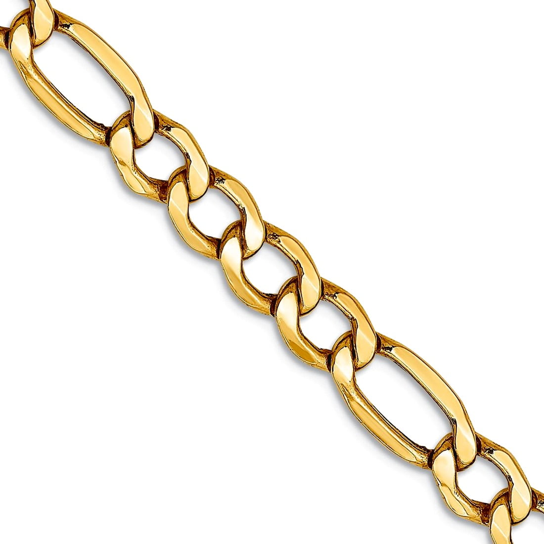 14K 24 inch 5.75mm Semi-Solid Figaro with Lobster Clasp Chain