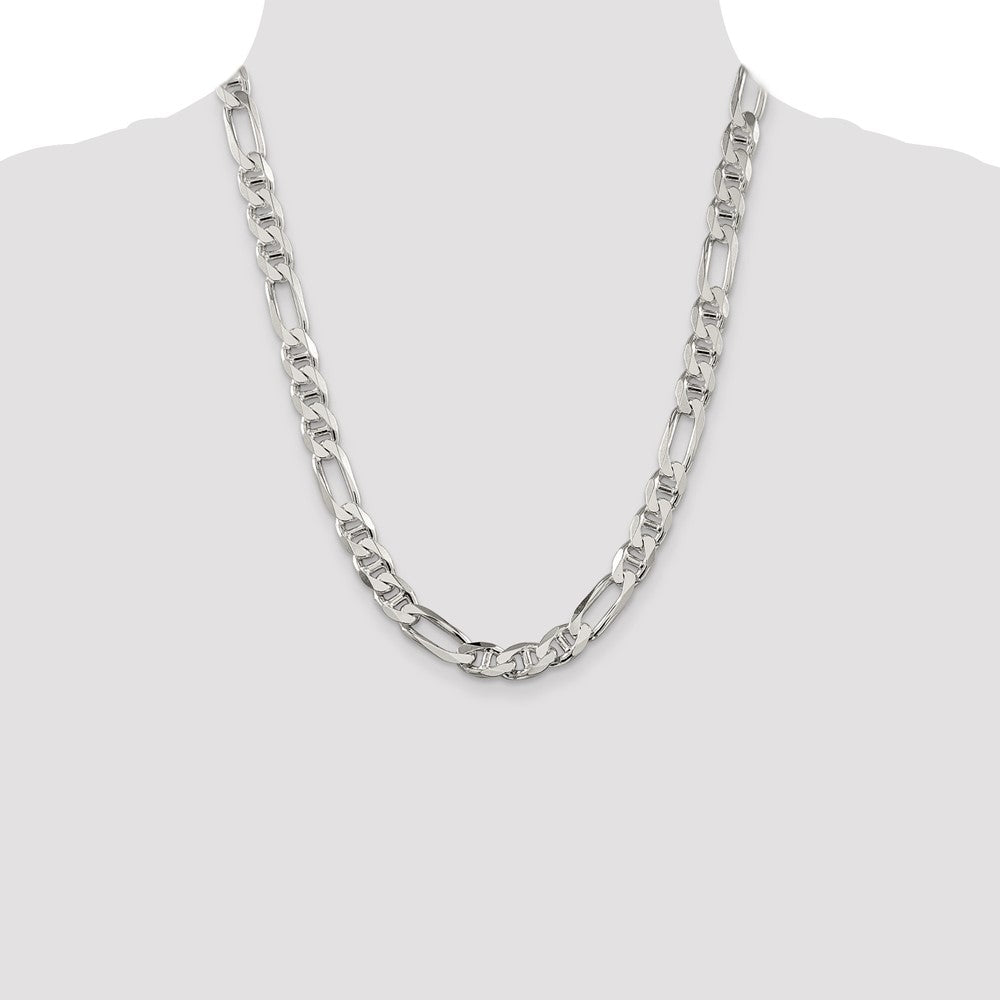 Sterling Silver 8.75mm Figaro Anchor Chain 22 Inches