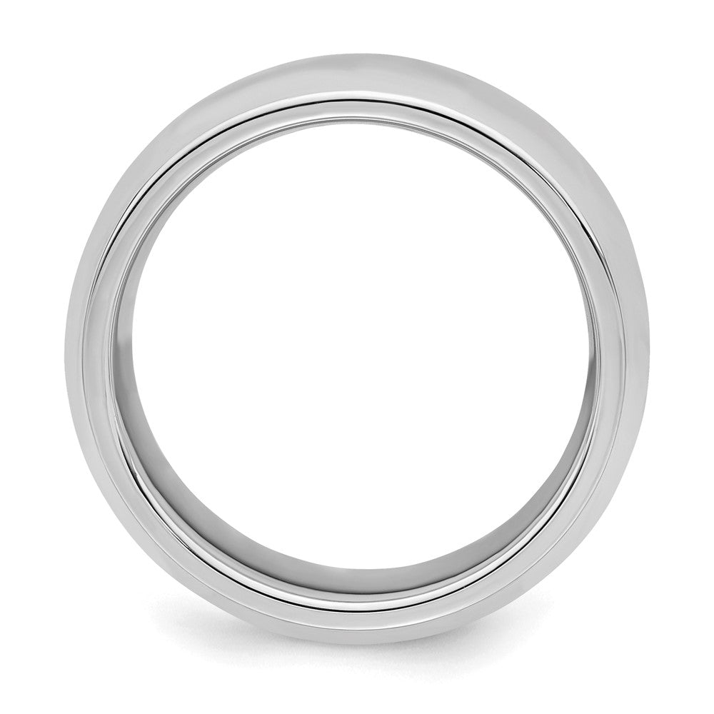 SS Rhodium-plated 7mm Bevel Edge Size 9 Band