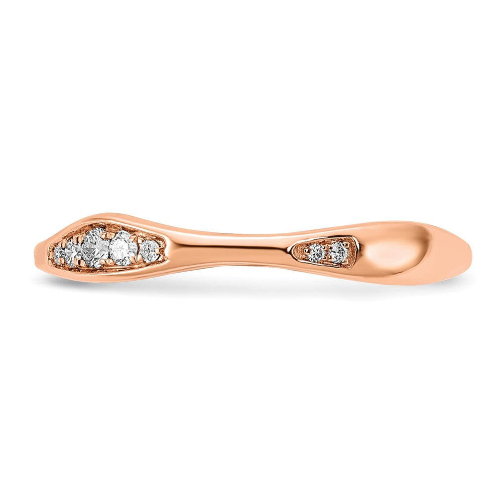 Two Hearts, RG Sterling Silver CZ Contoured Wedding Band