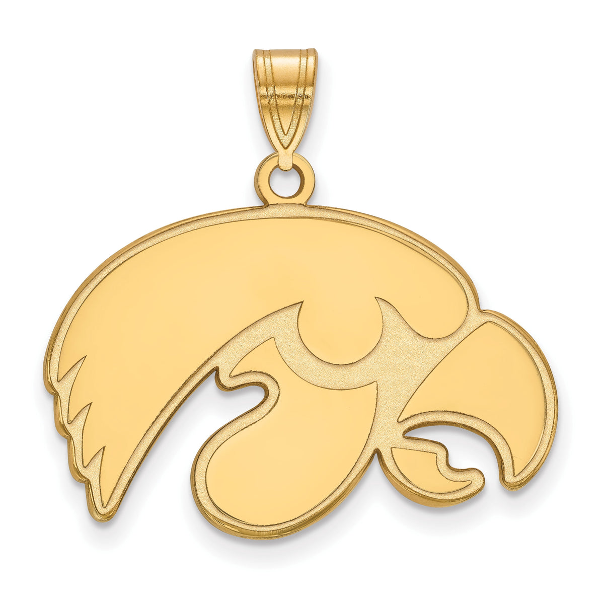 Sterling Silver Gold-plated LogoArt University of Iowa Hawk Large Pendant Q-GP004UIA