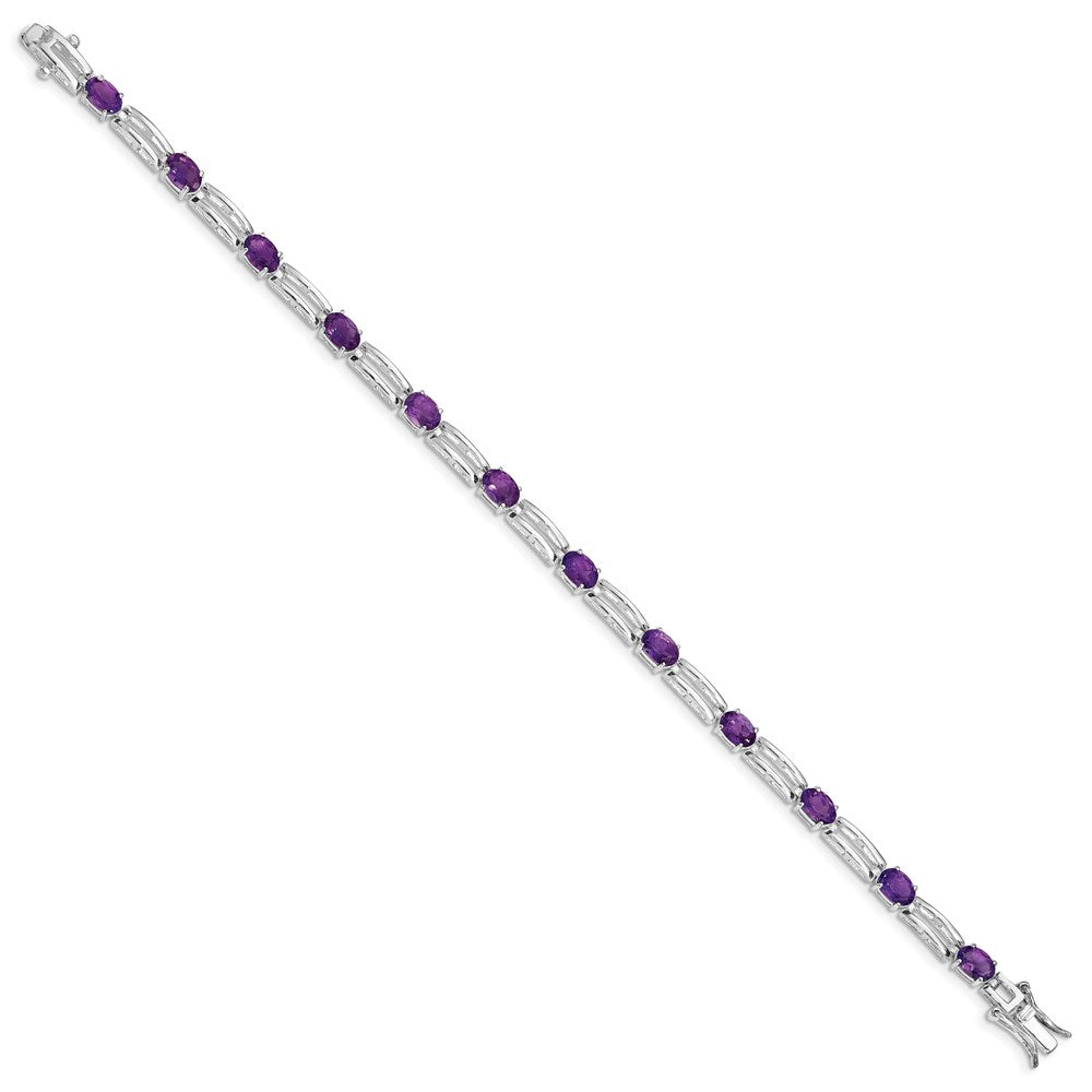 Sterling Silver Rhodium-plated Amethyst Bracelet 7 inches