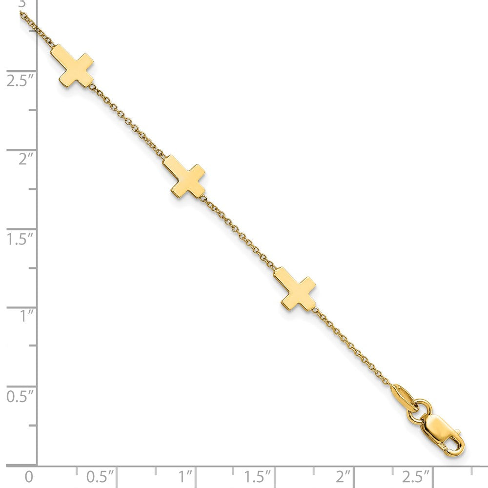 14k Polished Cross Bracelet 7.5  inches