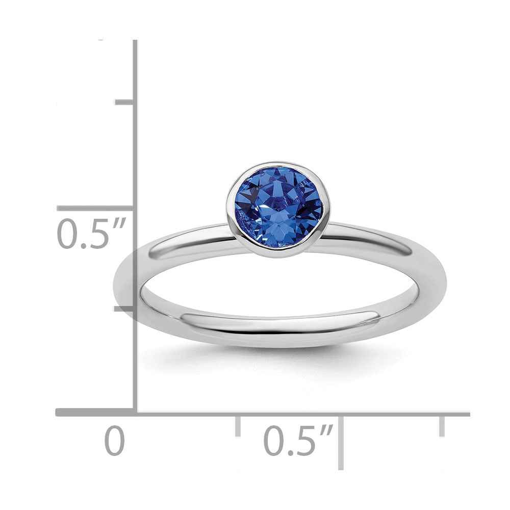 Sterling Silver Stackable Expressions High 5mm September Crystal Ring Size -6