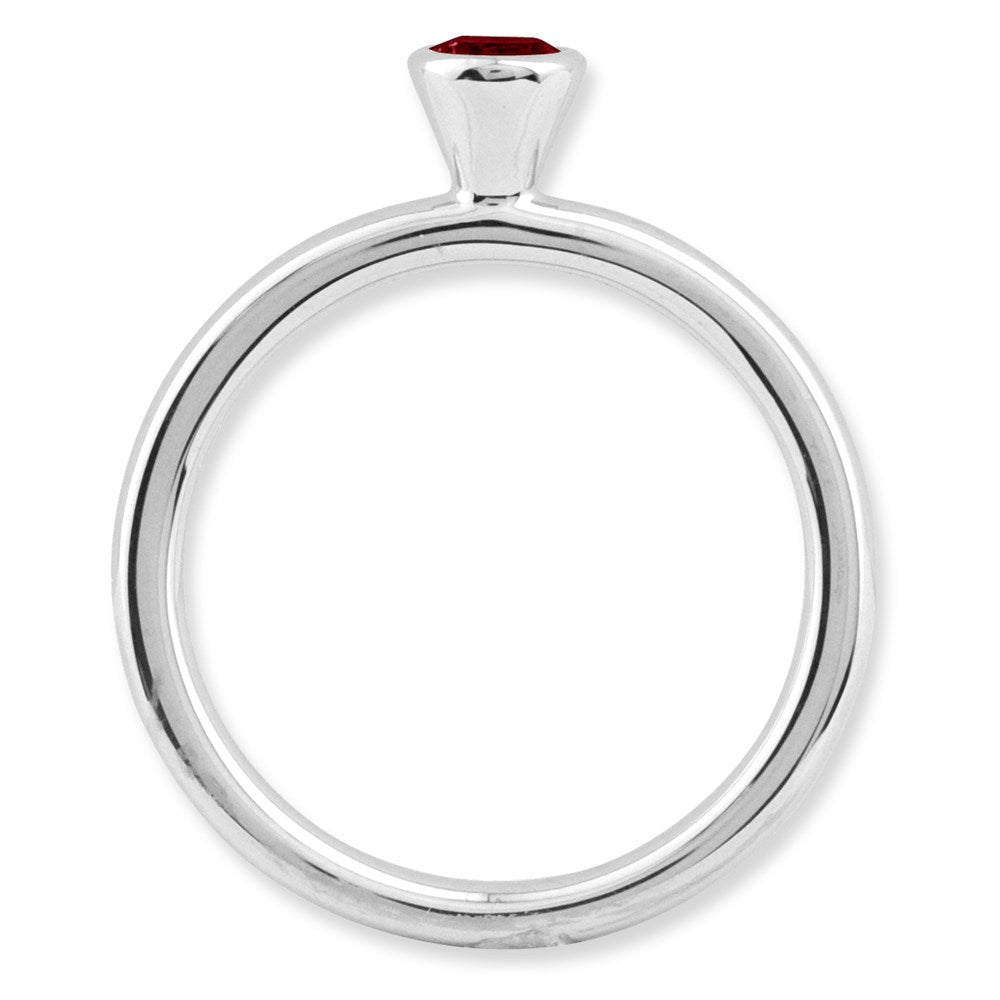 Sterling Silver Stackable Expressions High 4mm Round Garnet Ring Size -6
