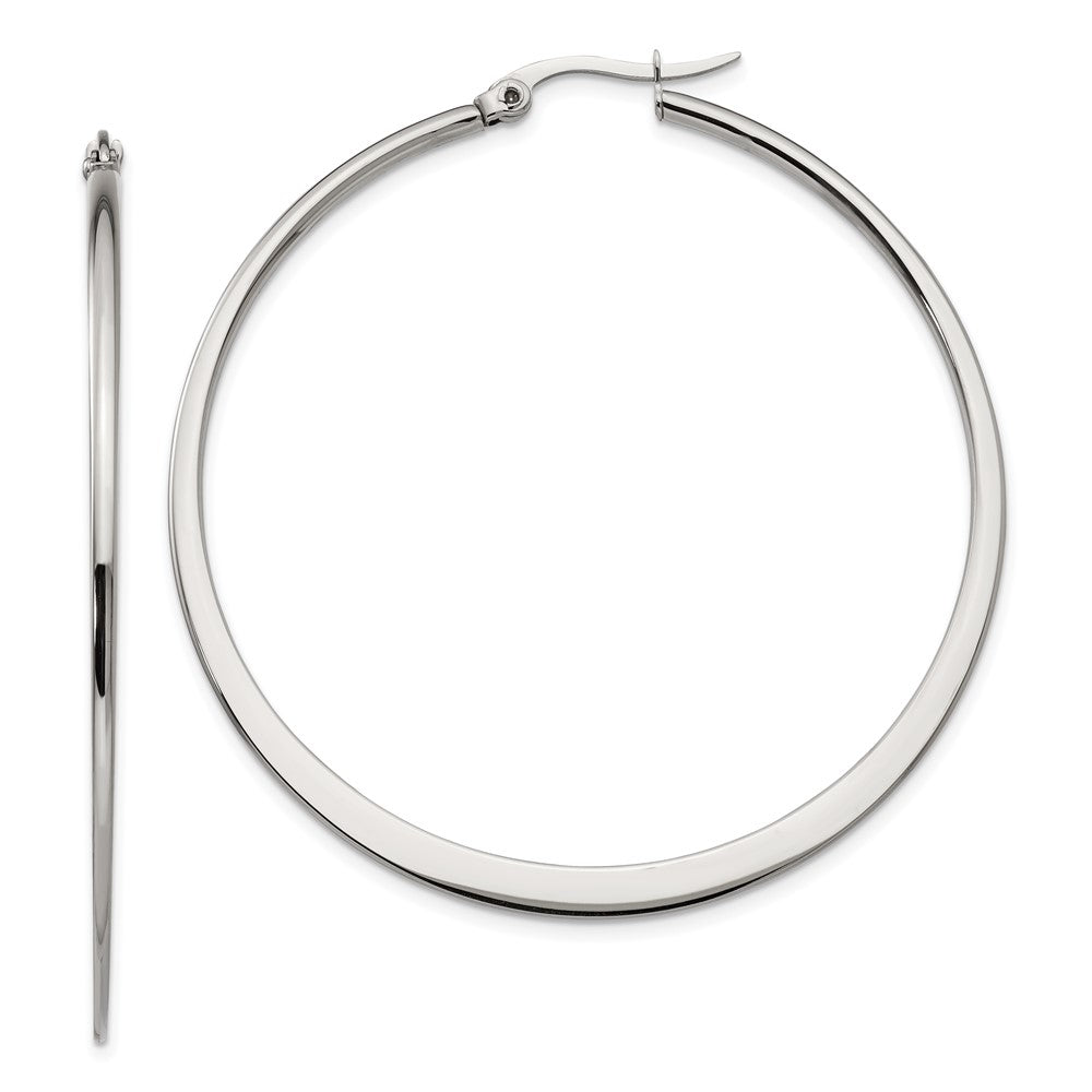 Stainless Steel Polished 50mm Diameter Hoop Earrings