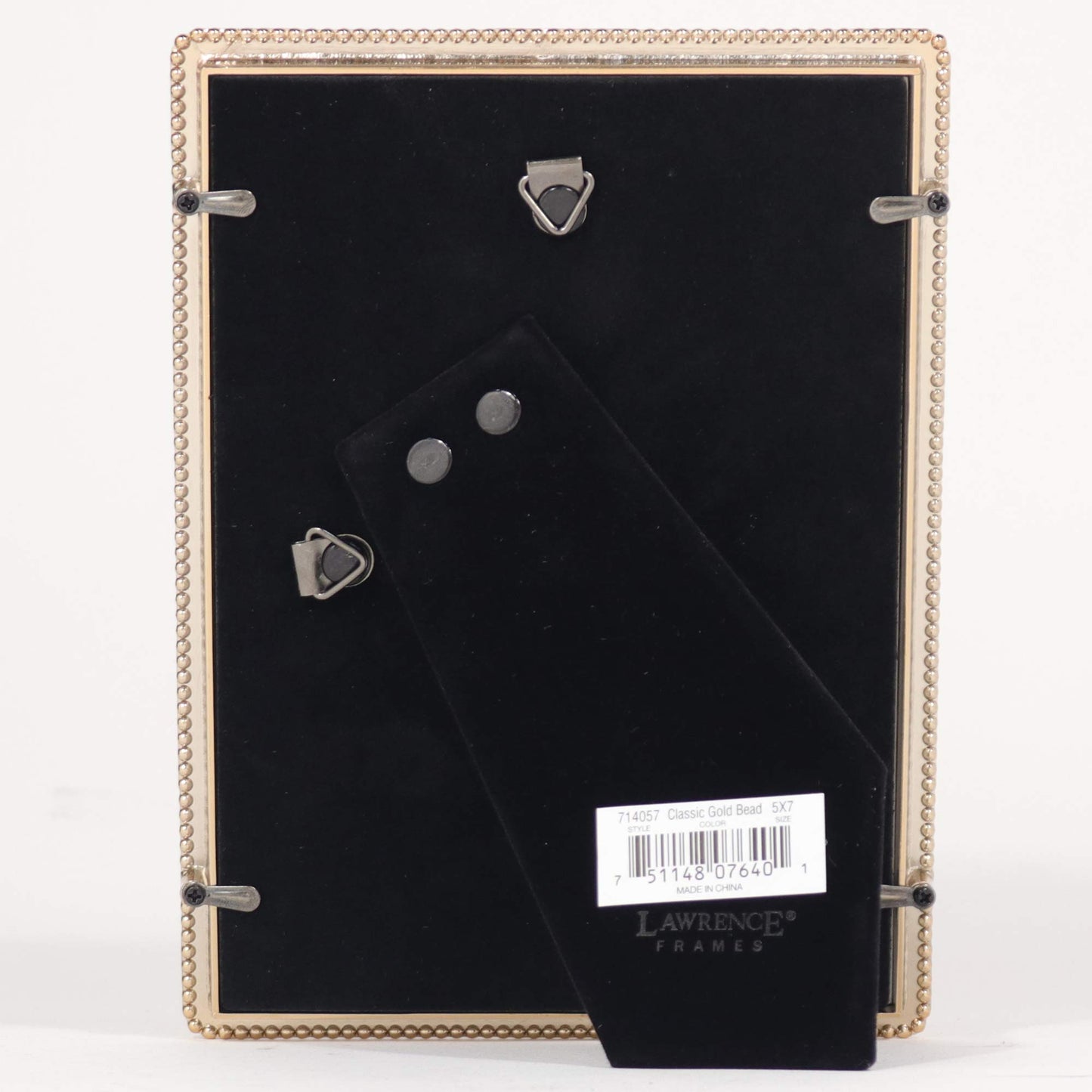 Lawrence Frames Classic Bead 5x7 Gold Metal Picture Frame