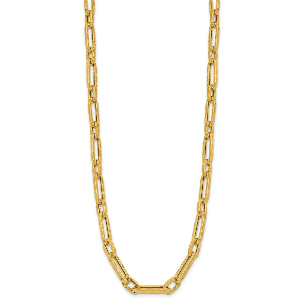 14K Polished and Textured Fancy Link Necklace