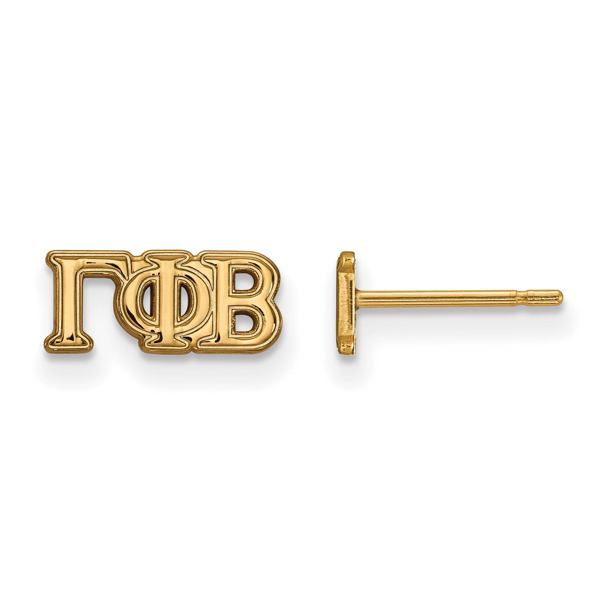Sterling Silver w/ 14K Yellow Gold-Plated Official Licensed Greek Sororities Gamma Phi Beta (???) XS Post Earrings