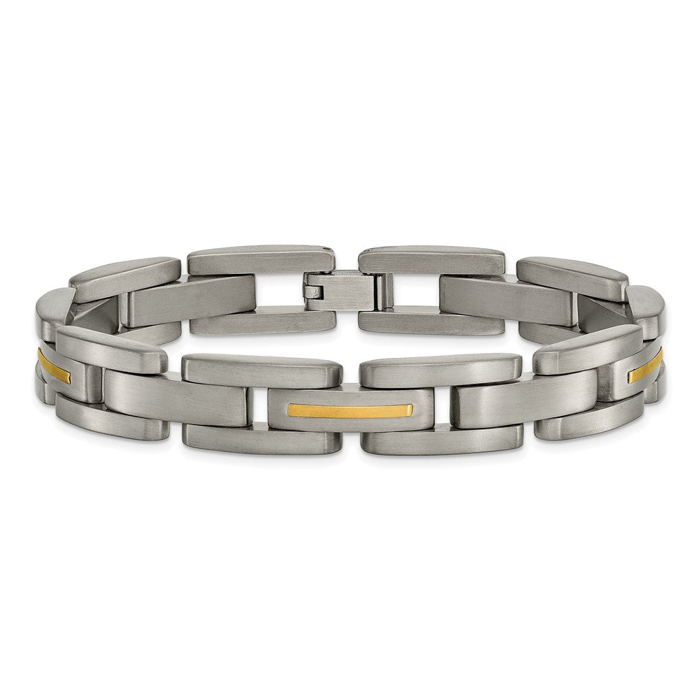 Titanium w/14k Inlay Brushed 8.5in Bracelet