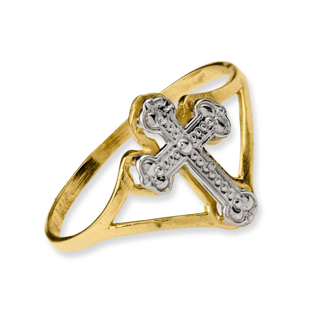 14k w/Rhodium Cross Ring Size 7