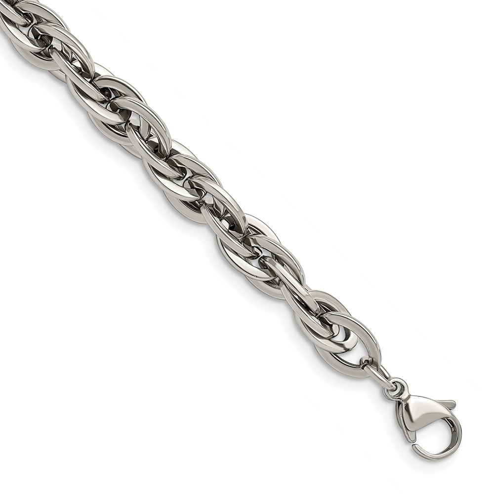 Stainless Steel Polished Oval Links 8in Bracelet 8.25 inches