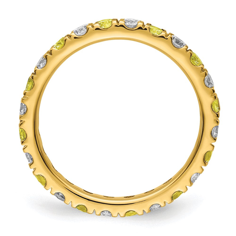 14k 3/4 carat Lab Grown Diamond VS/SI+ G+ and Lab Created Yellow Sapphire Size 7.5 Eternity Band