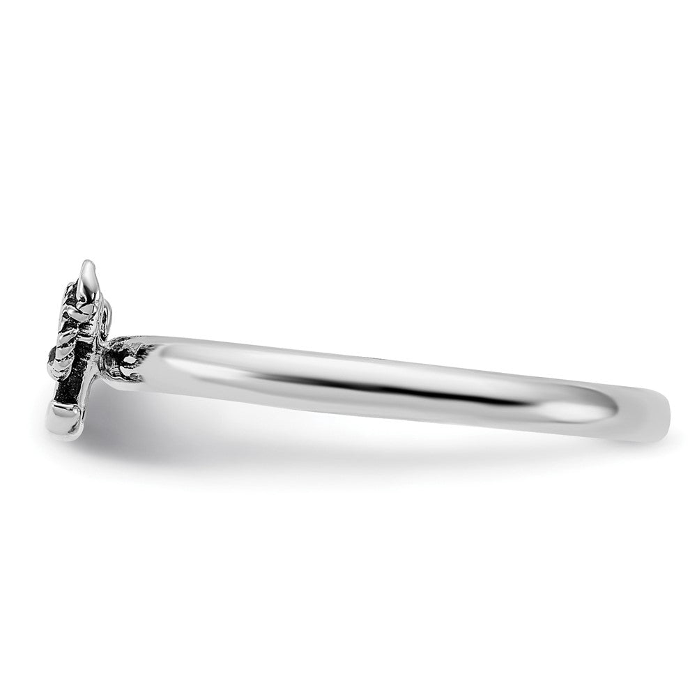 Sterling Silver Stackable Expressions Antiqued Anchor Ring Size -7