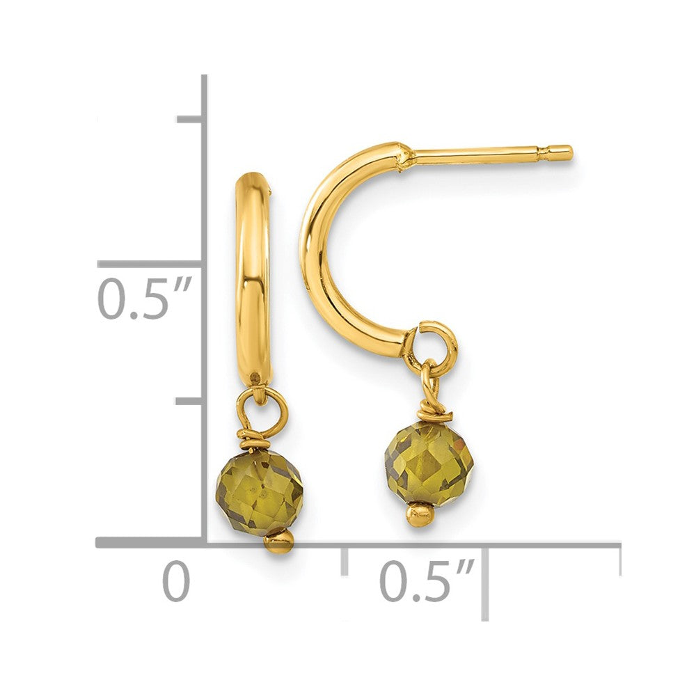 14k Green CZ Dangle Half Hoop Earrings