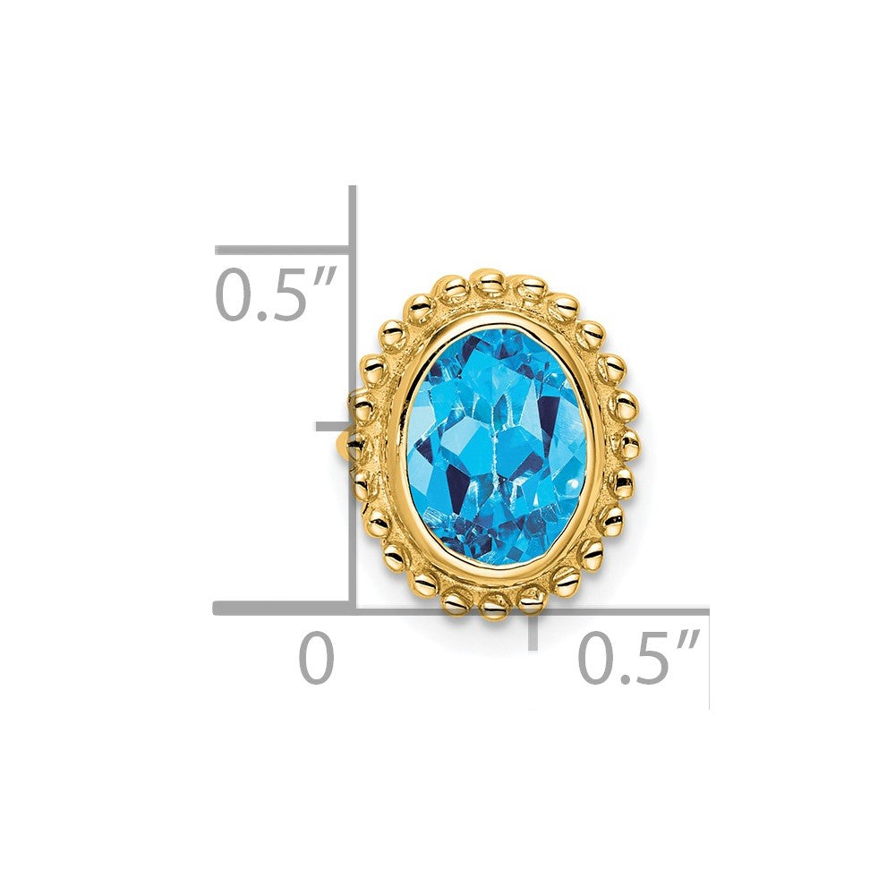 14k Oval Blue Topaz Chain Slide