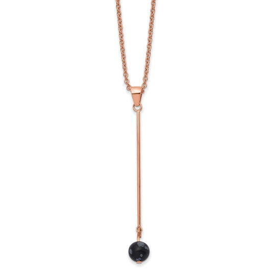 Stainless Steel Polished Rose IP w/Snowflake Stone w/2.5in ext Necklace