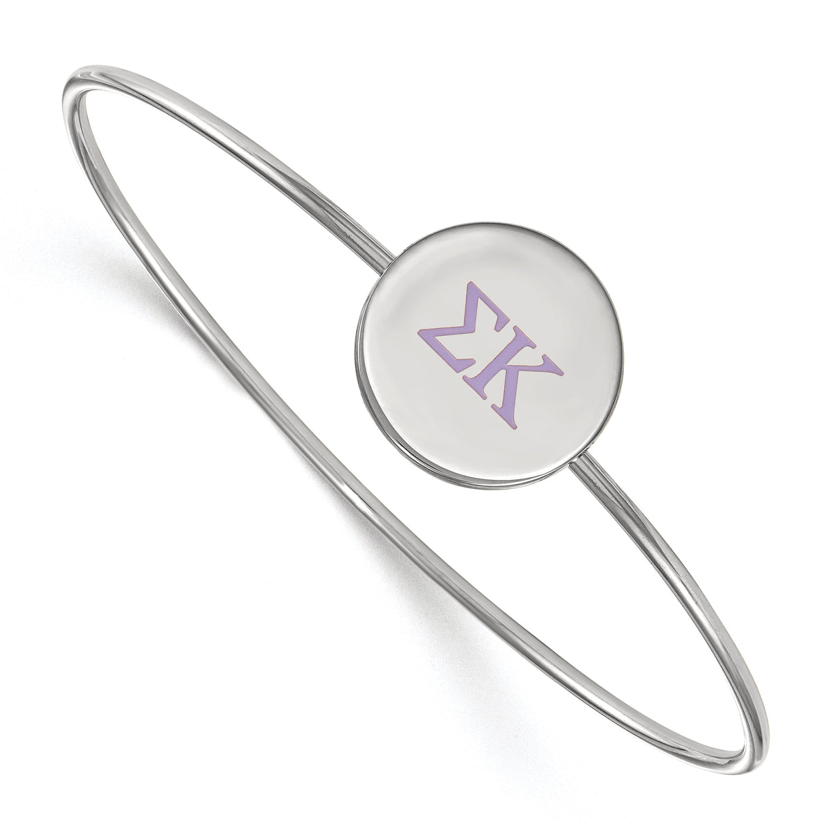 Sterling Silver Official Licensed Greek Sororities 7in Sigma Kappa (??) Enameled Slip-on Bangle