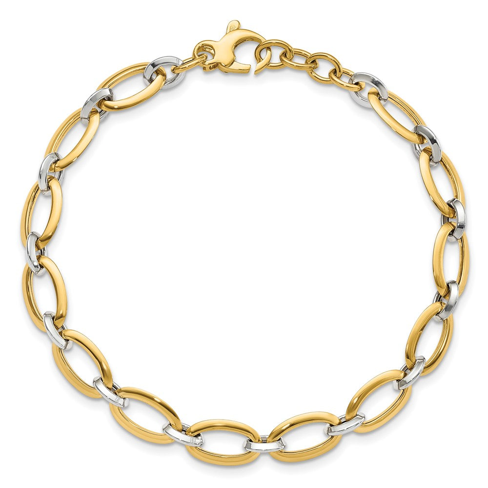 14K Two-tone Polished w/.5in ext. Bracelet 7  inches