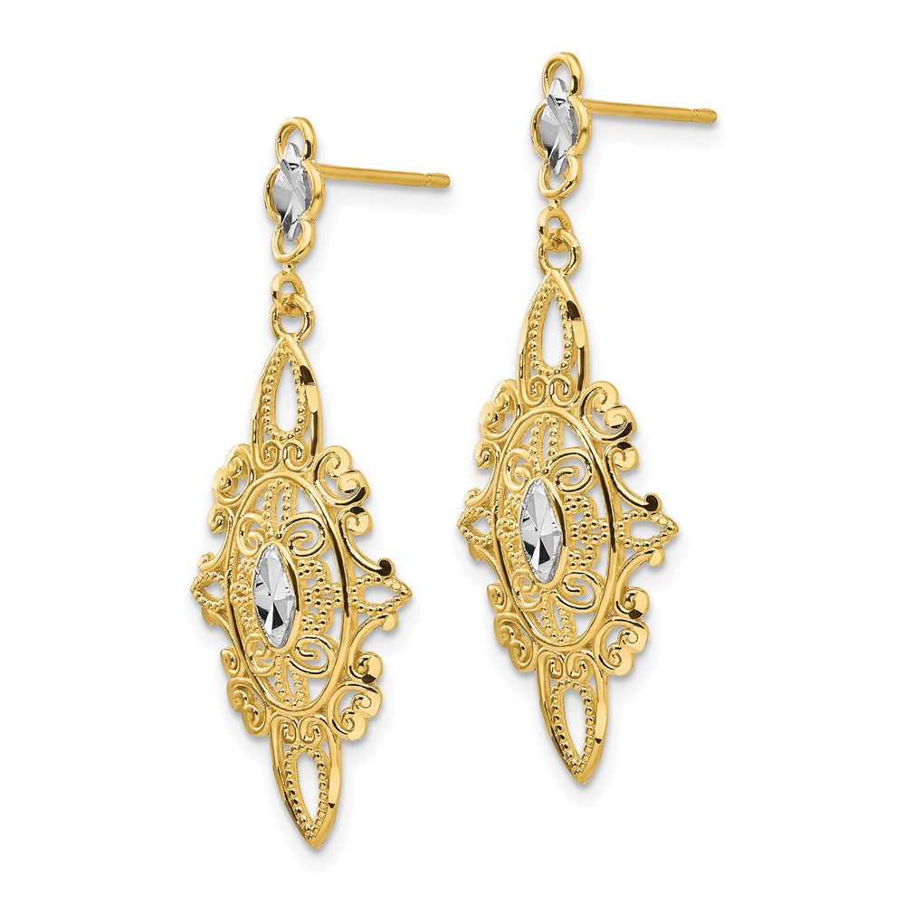 14k Rhodium Diamond-cut Filigree E