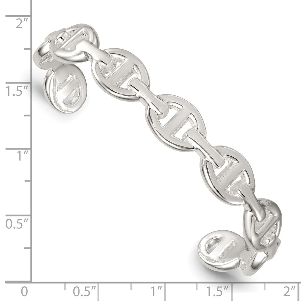 Sterling Silver Polished Anchor / Mariner Link Cuff Bangle
