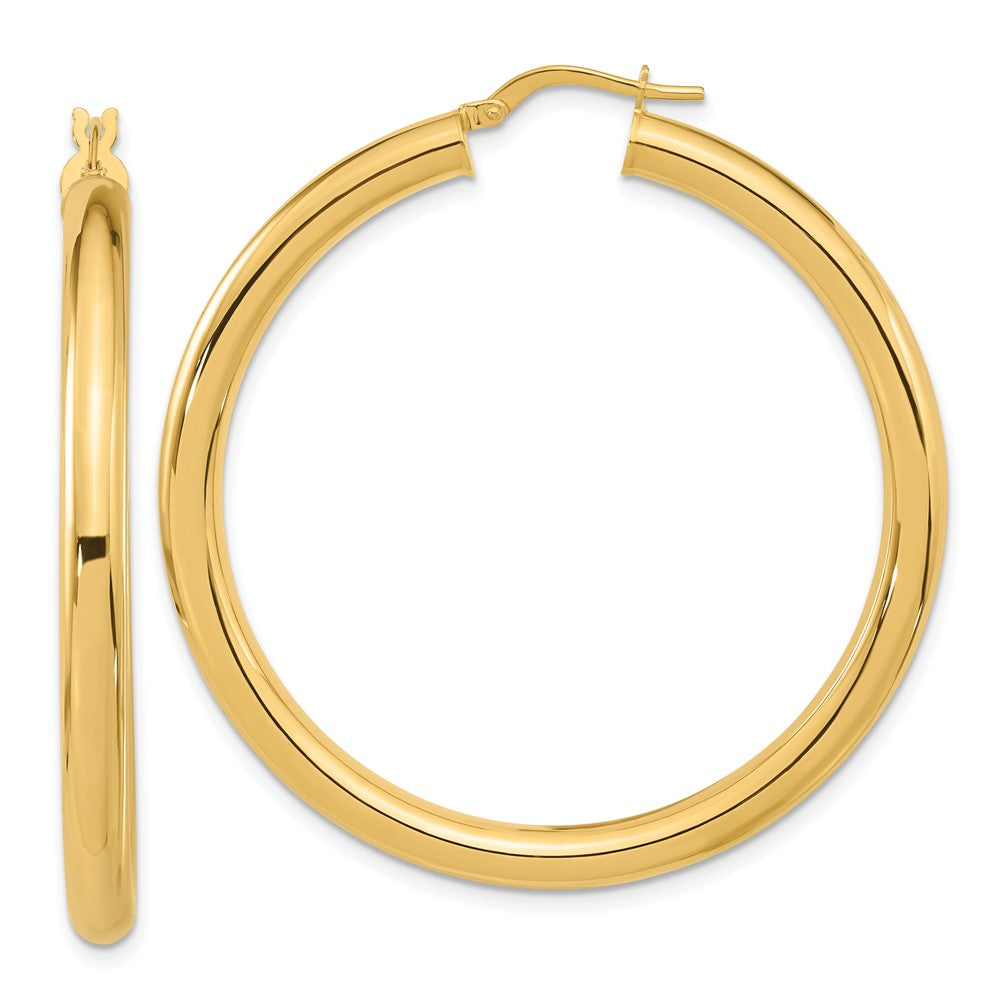 14k 4x45mm Polished Tube Large Hoop Earrings