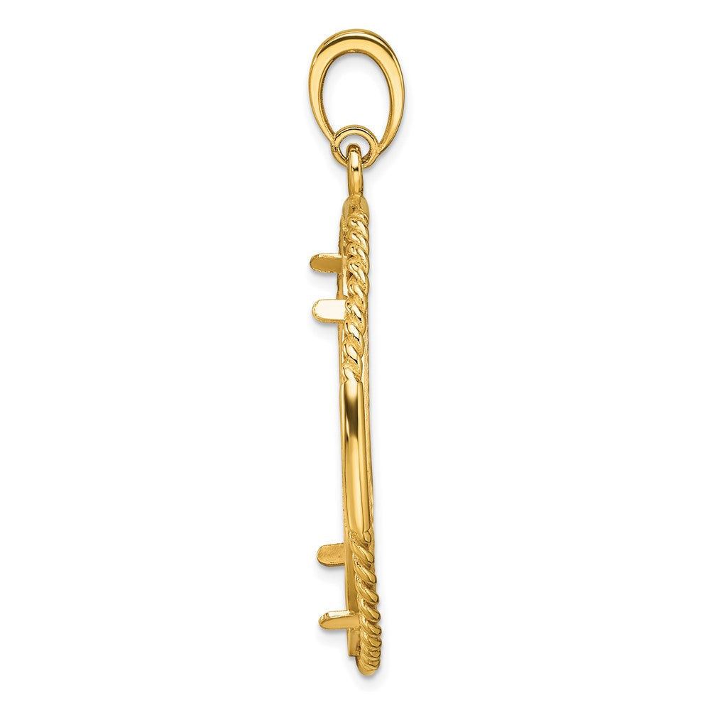 Wideband Distinguished Coin Jewelry 14k Polished Quadruple Twist and Diamond-cut 32.0mm Prong Coin Bezel Pendant