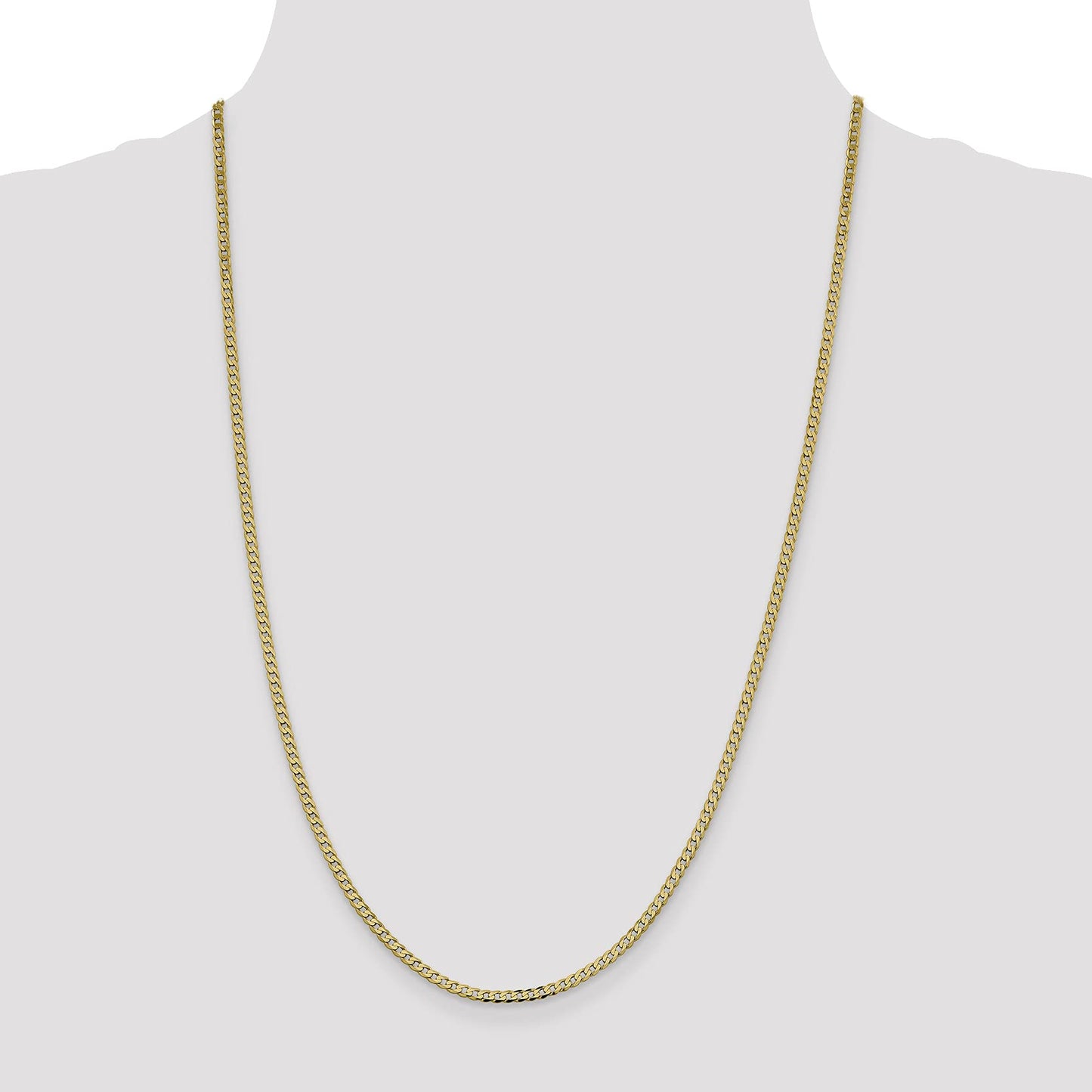 14K 9 inch 2.3mm Flat Beveled Curb with Lobster Clasp Anket